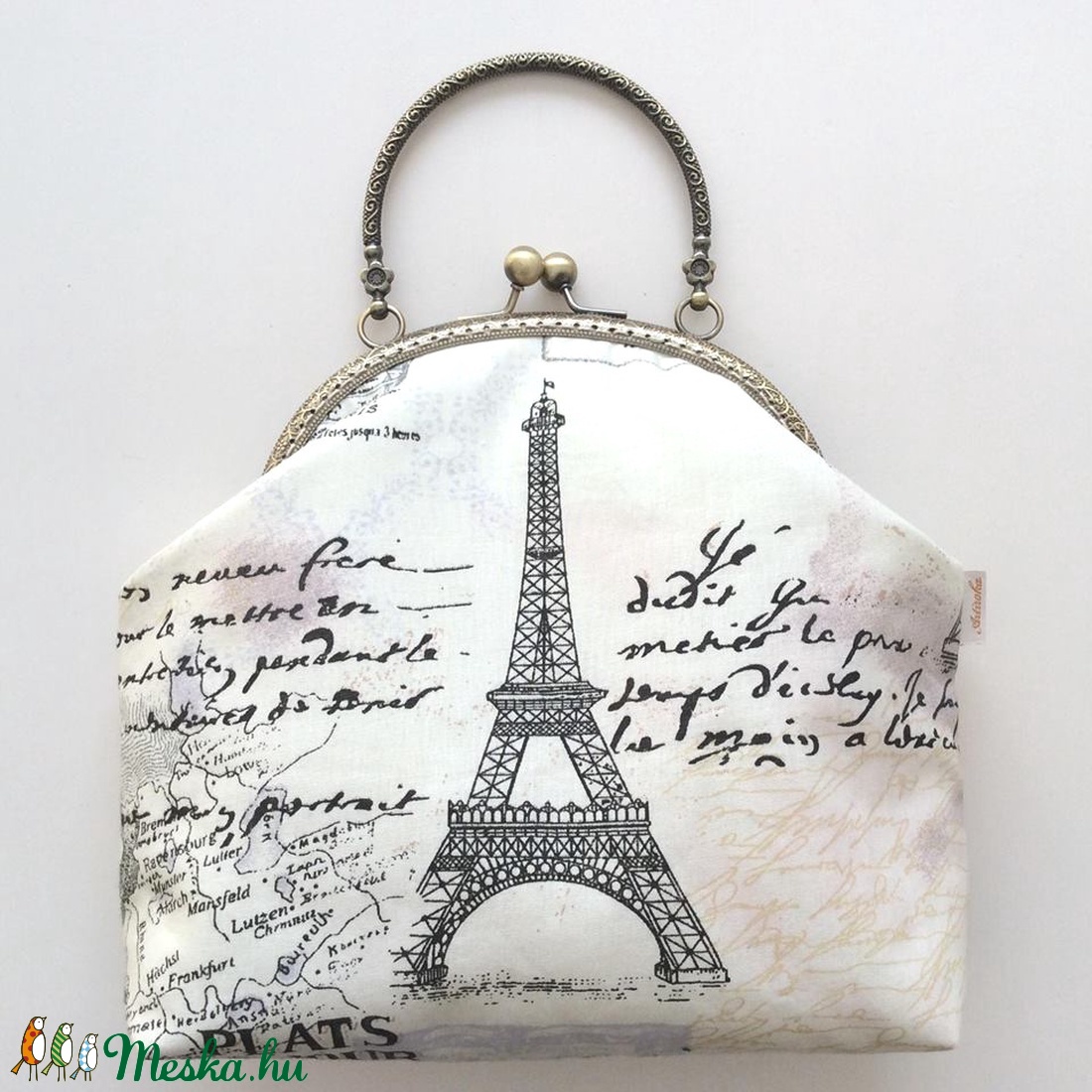 Párizs, Eiffel torony mintás táska, kézitáska, pasztell színben - Bonjour Paris - Artiroka design - táska & tok - kézitáska & válltáska - kézitáska - Meska.hu