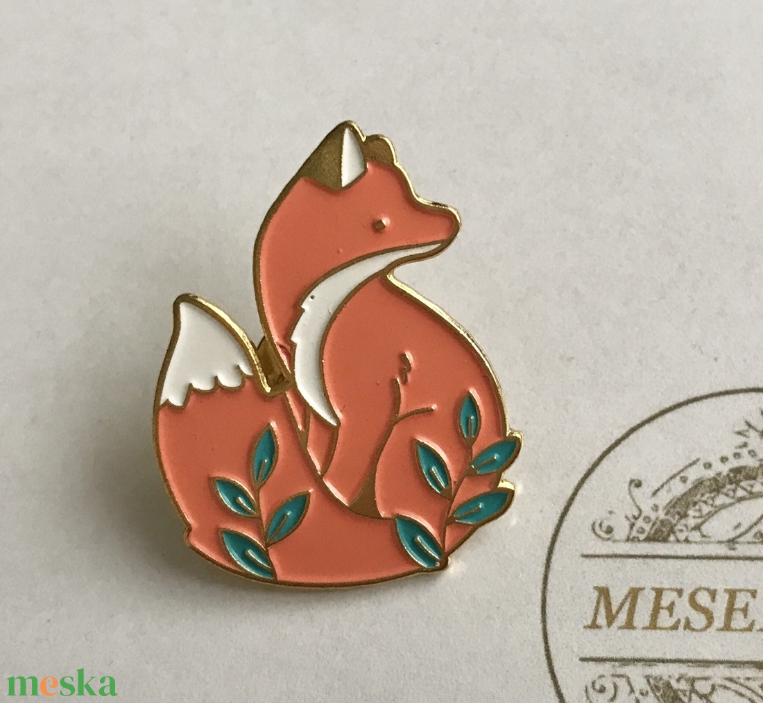 Róka mintás kitűző  - Mesedoboz - ékszer - kitűző és bross - Meska.hu