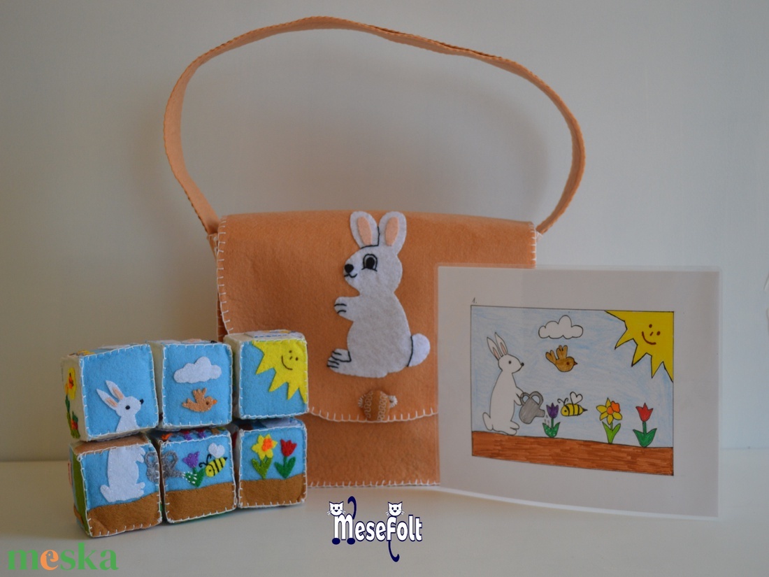 Bolyhos nyuszi mesekocka puzzle készlet - játék & sport - puzzle - kirakó, kocka kirakó - Meska.hu