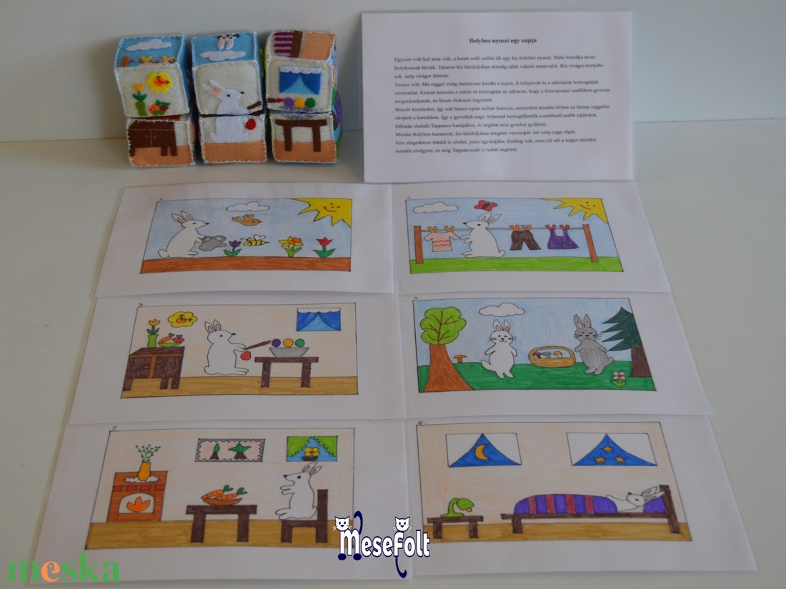 Bolyhos nyuszi mesekocka puzzle készlet - játék & sport - puzzle - kirakó, kocka kirakó - Meska.hu