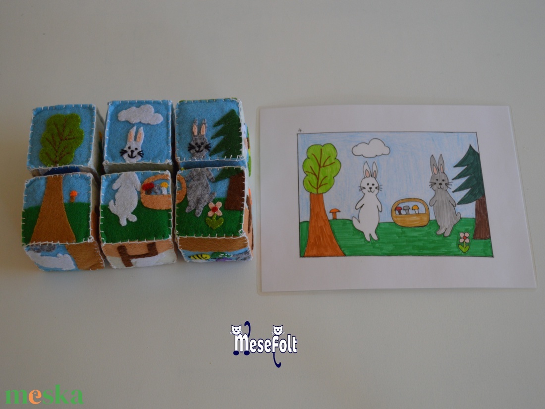 Bolyhos nyuszi mesekocka puzzle készlet - játék & sport - puzzle - kirakó, kocka kirakó - Meska.hu