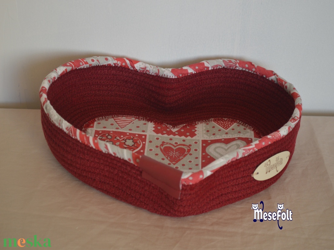 Szív Kosár - otthon & életmód - tárolás & rendszerezés - tárolókosár - Meska.hu