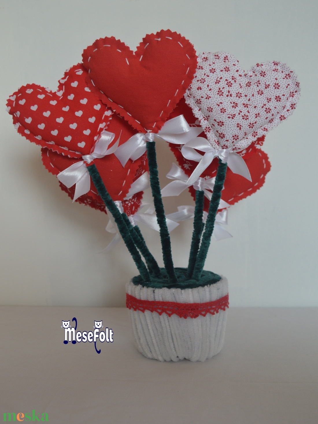 Szív csokor - otthon & életmód - dekoráció - asztal és polc dekoráció - asztaldísz - Meska.hu