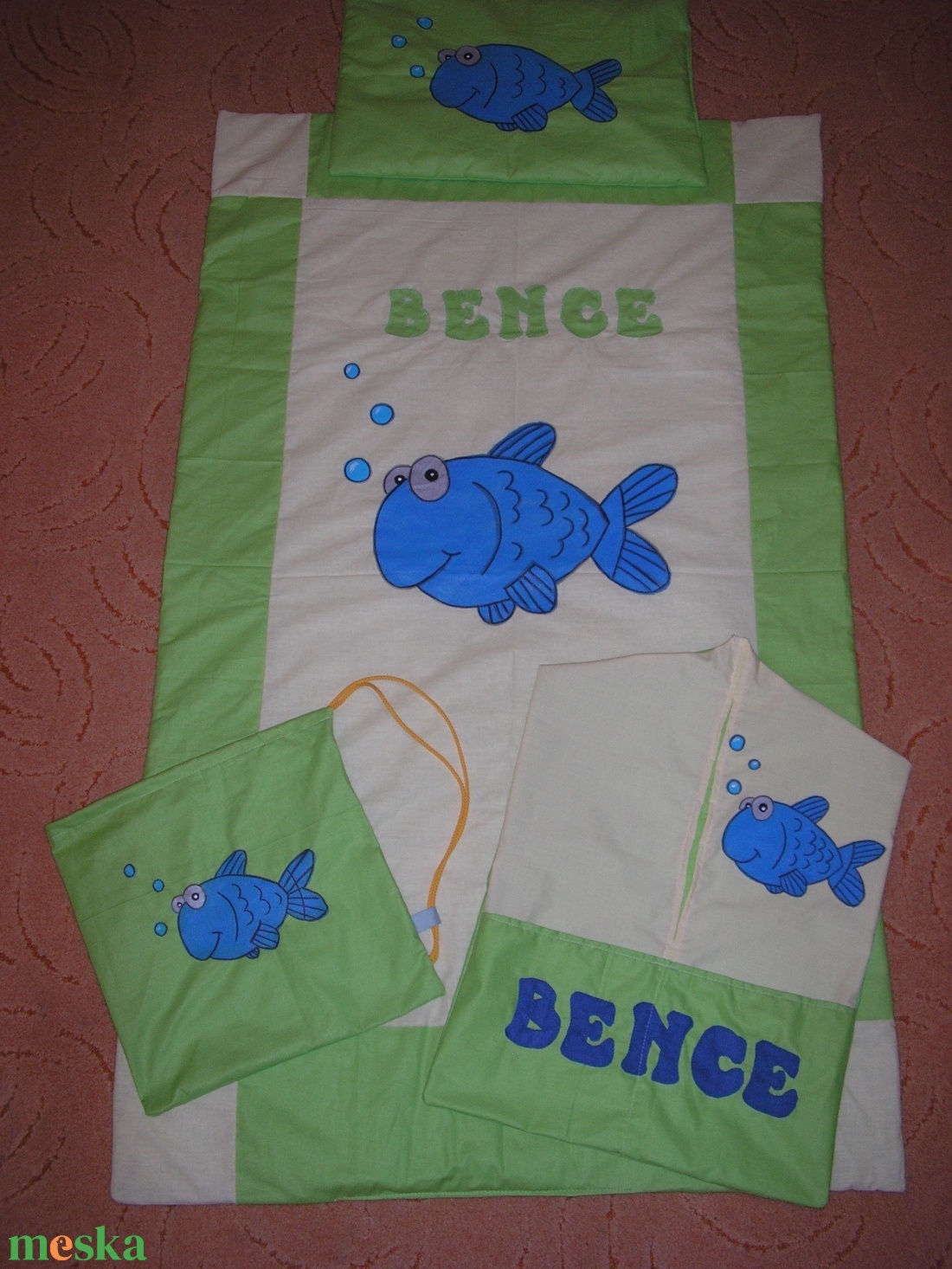 Halas jellel ovis zsák tornazsák ágyneműhuzat szett - játék & sport - ovis felszerelés - ovis szett - Meska.hu