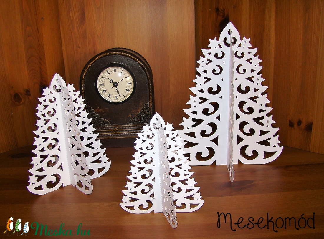 Adventi fenyőfa asztali dekoráció papírból (3 db) - - Meska.hu Adventi fenyőfa asztali dekoráció papírból (3 db) - - Meska.hu