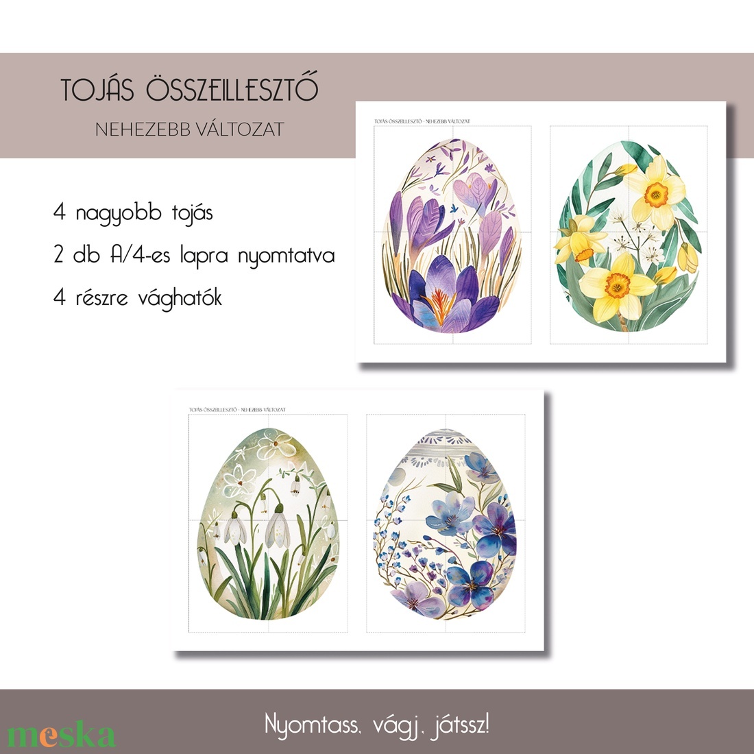 Húsvéti foglalkoztató - fejlesztő játékok gyerekeknek (nyomtatható) - játék & sport - készségfejlesztő és logikai játék - oktató játékok - Meska.hu Húsvéti foglalkoztató - fejlesztő játékok gyerekeknek (nyomtatható) - játék & sport - készségfejlesztő és logikai játék - oktató játékok - Meska.hu