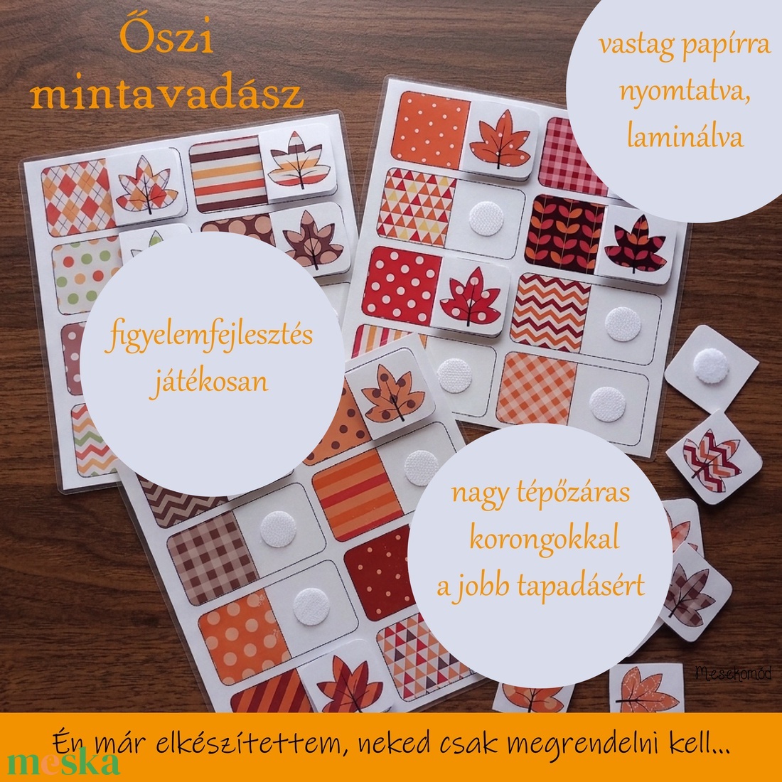 Őszi mintavadász - fejlesztő játék - játék & sport - készségfejlesztő és logikai játék - szín és formaválogató játékok - Meska.hu