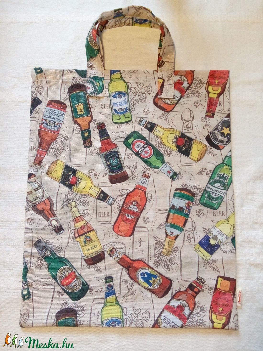 Bevásárló textil szatyor - sörösüveg - táska & tok - bevásárlás & shopper táska - shopper, textiltáska, szatyor - Meska.hu