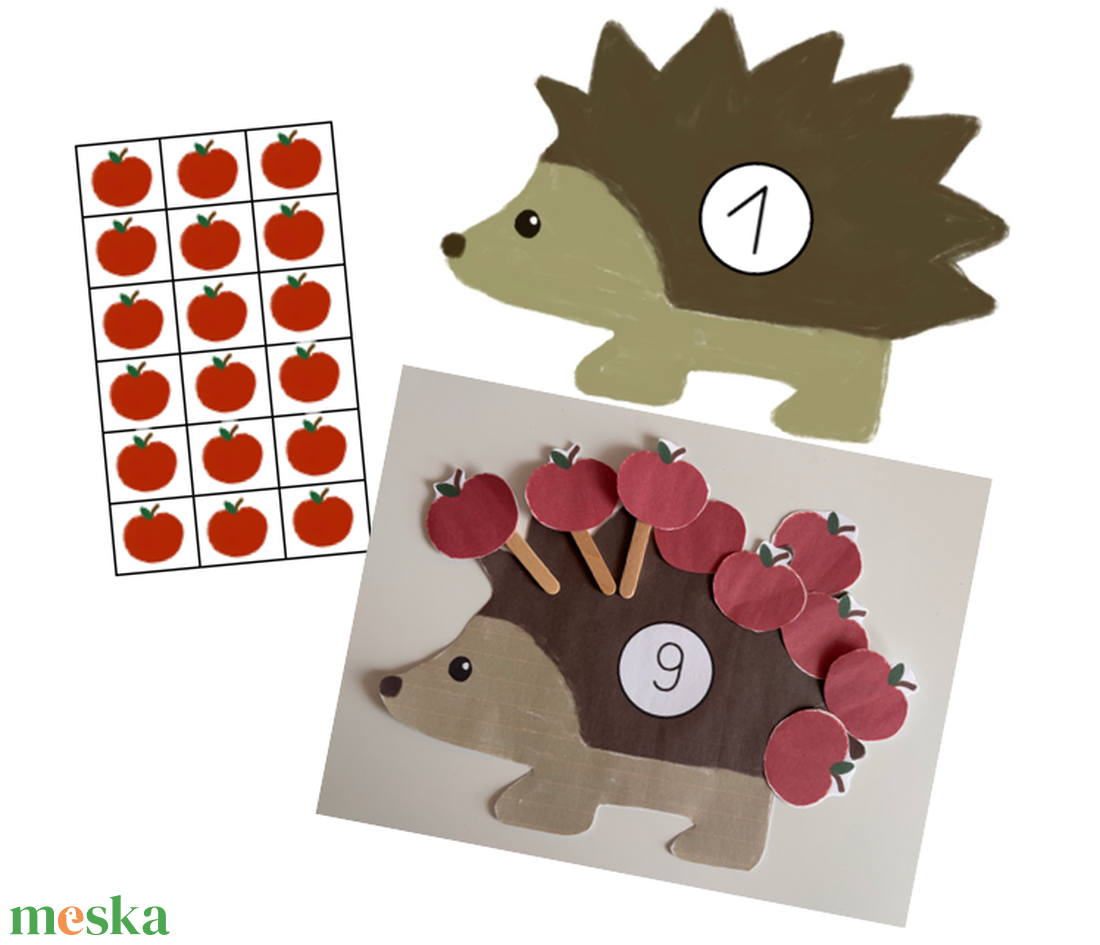 Számlálás 10-ig_süni - játék & sport - készségfejlesztő és logikai játék - oktató játékok - Meska.hu