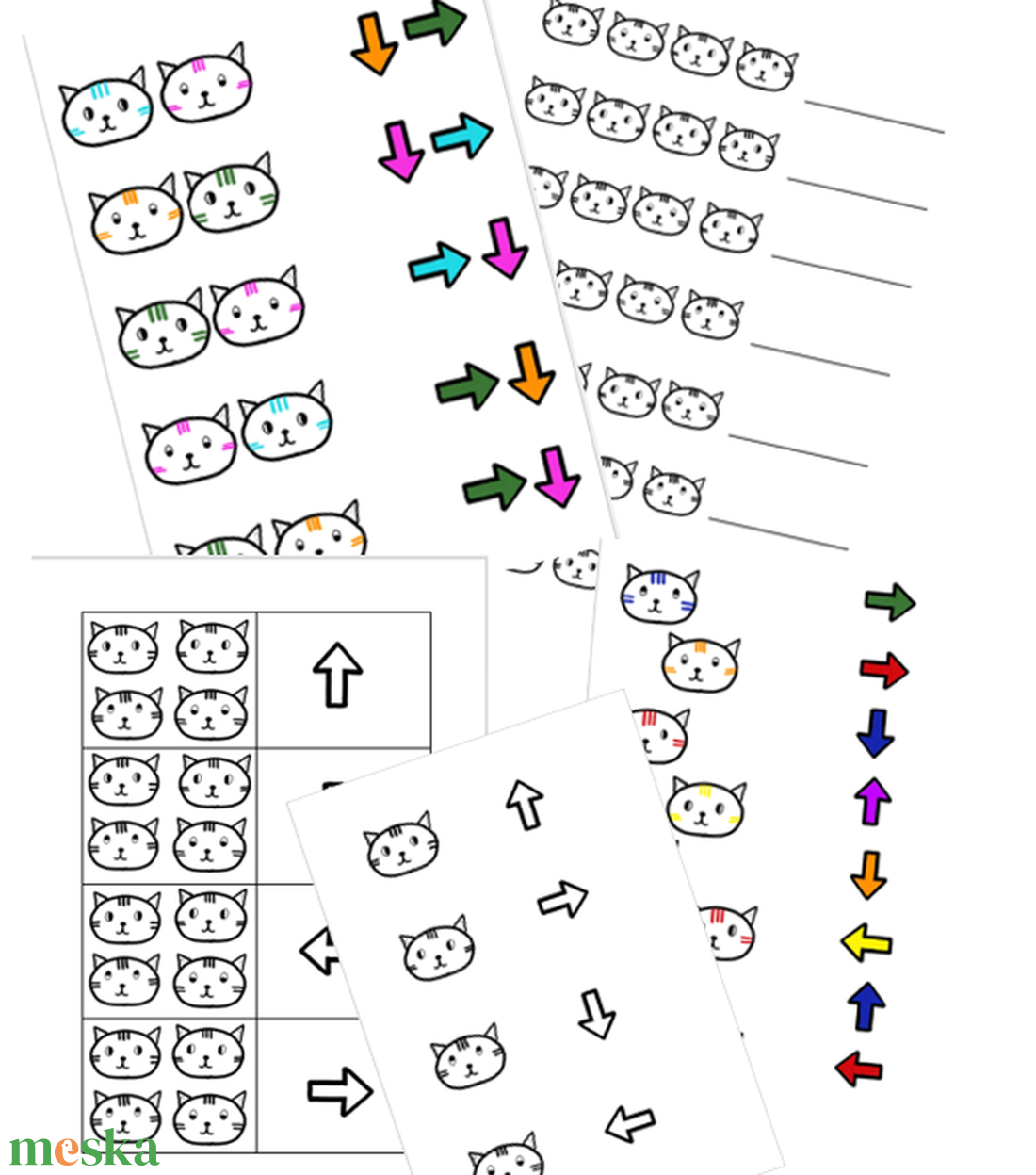 Irányok gyakorlása cicákkal - játék & sport - készségfejlesztő és logikai játék - oktató játékok - Meska.hu