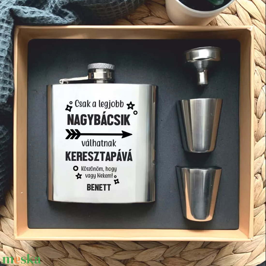 Keresztapának, ajándék flaska szett - otthon & életmód - konyhafelszerelés, tálalás - flaska, csatos üveg - Meska.hu