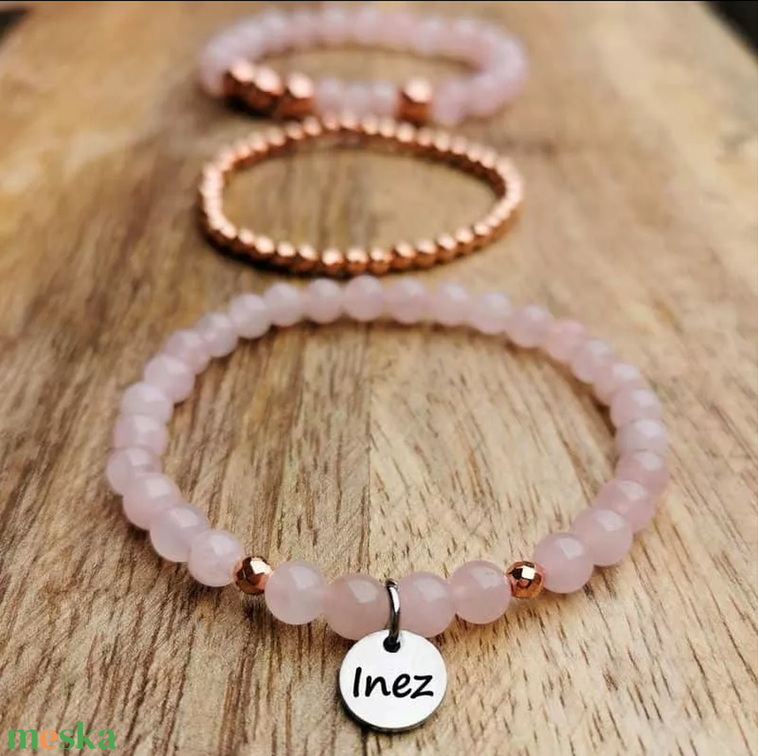 Rose gold-Rózsakvarc ásvány karkötő szett: csináld magad ékszer - ékszer - karkötő - karkötő medállal - Meska.hu Rose gold-Rózsakvarc ásvány karkötő szett: csináld magad ékszer - ékszer - karkötő - karkötő medállal - Meska.hu