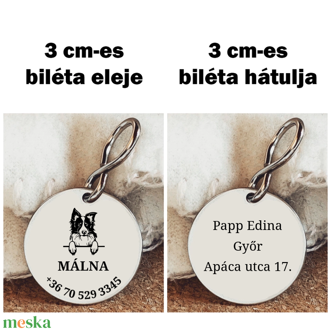 Egyedi biléta border collie kutyusnak - otthon & életmód - kisállatoknak - kutyáknak - kutya biléta - Meska.hu