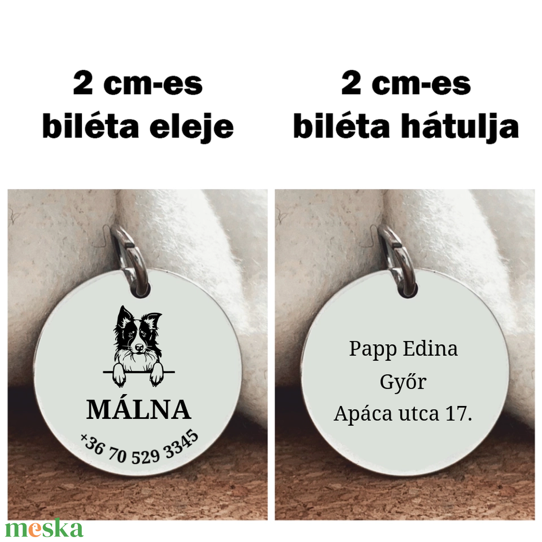 Egyedi biléta border collie kutyusnak - otthon & életmód - kisállatoknak - kutyáknak - kutya biléta - Meska.hu