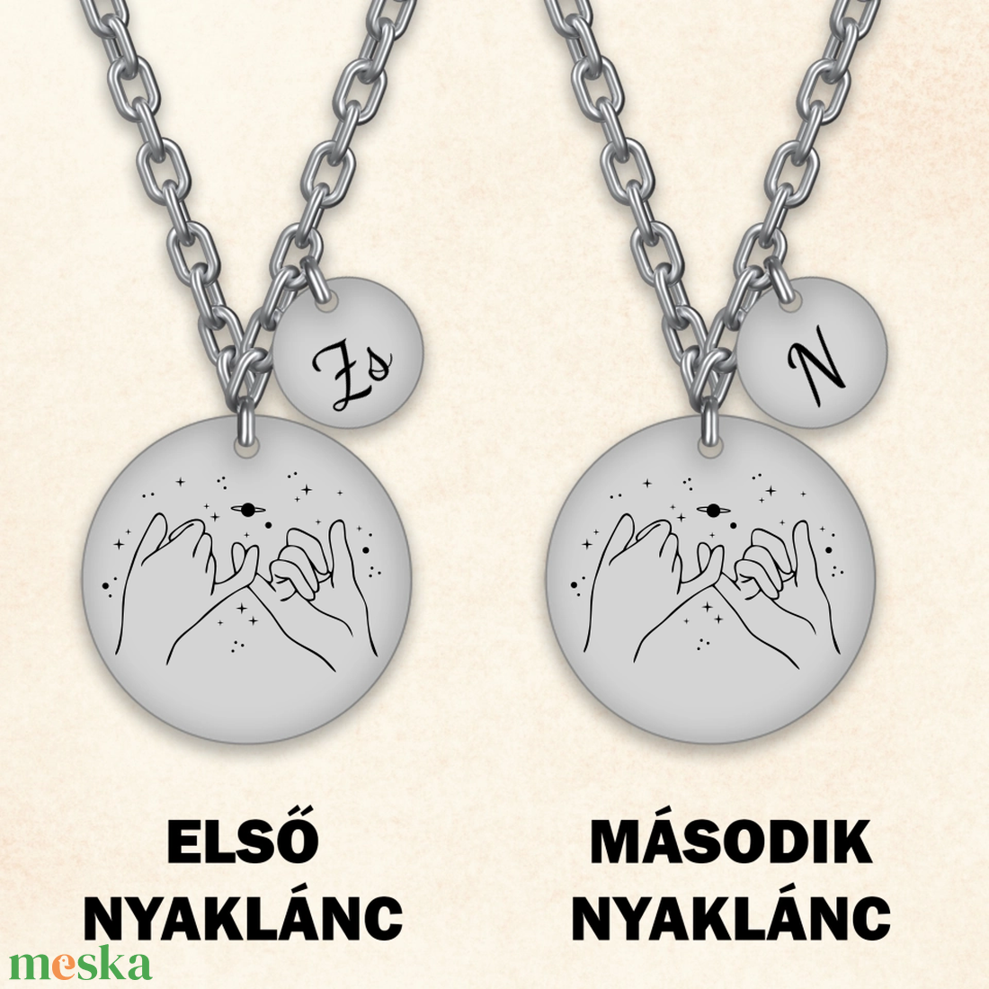 Kisujj eskü nyaklánc pár barátnőknek - ékszer - nyaklánc - medálos nyaklánc - Meska.hu