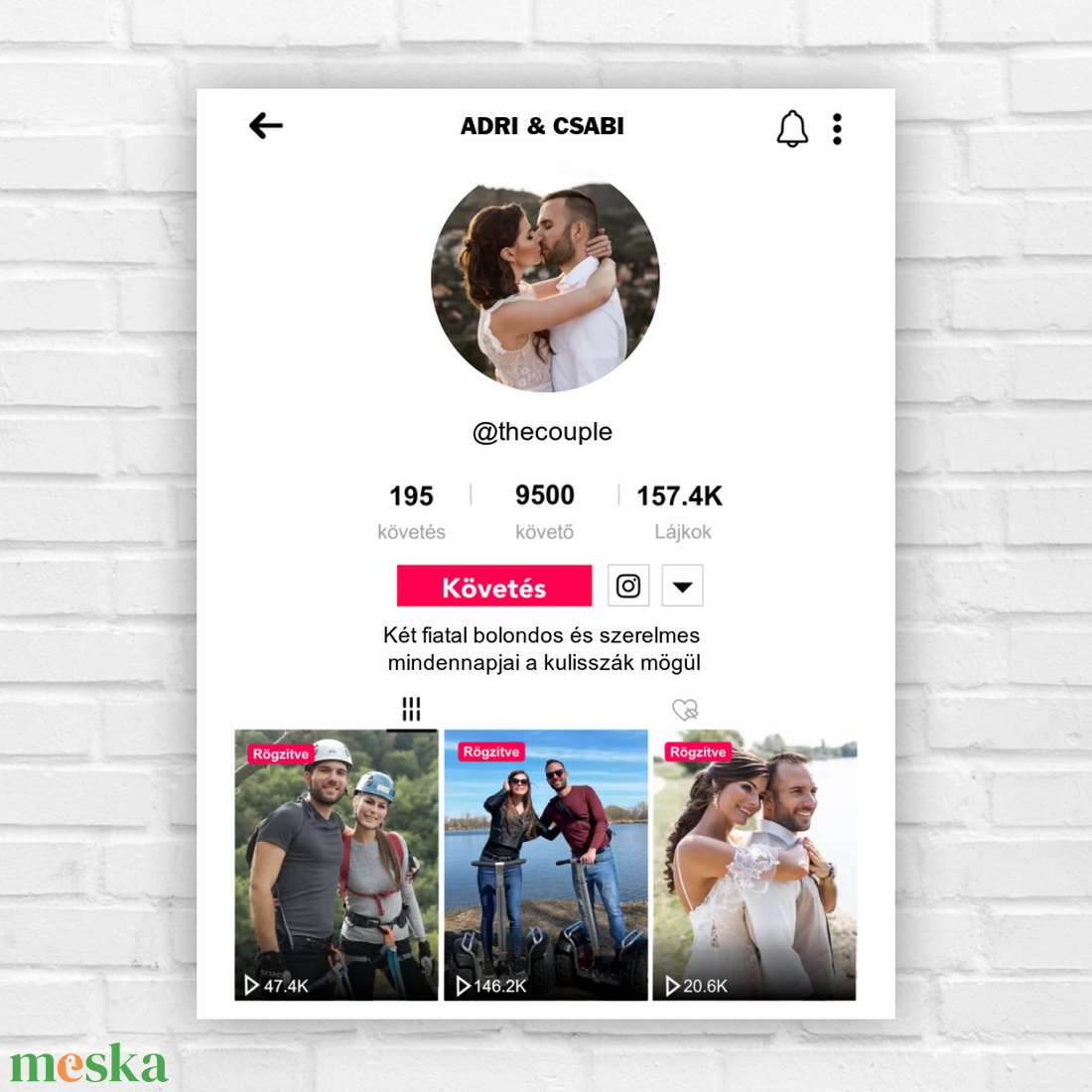TikTok stílusú ajándék kép pároknak - otthon & életmód - dekoráció - kép & falikép - poszter - Meska.hu