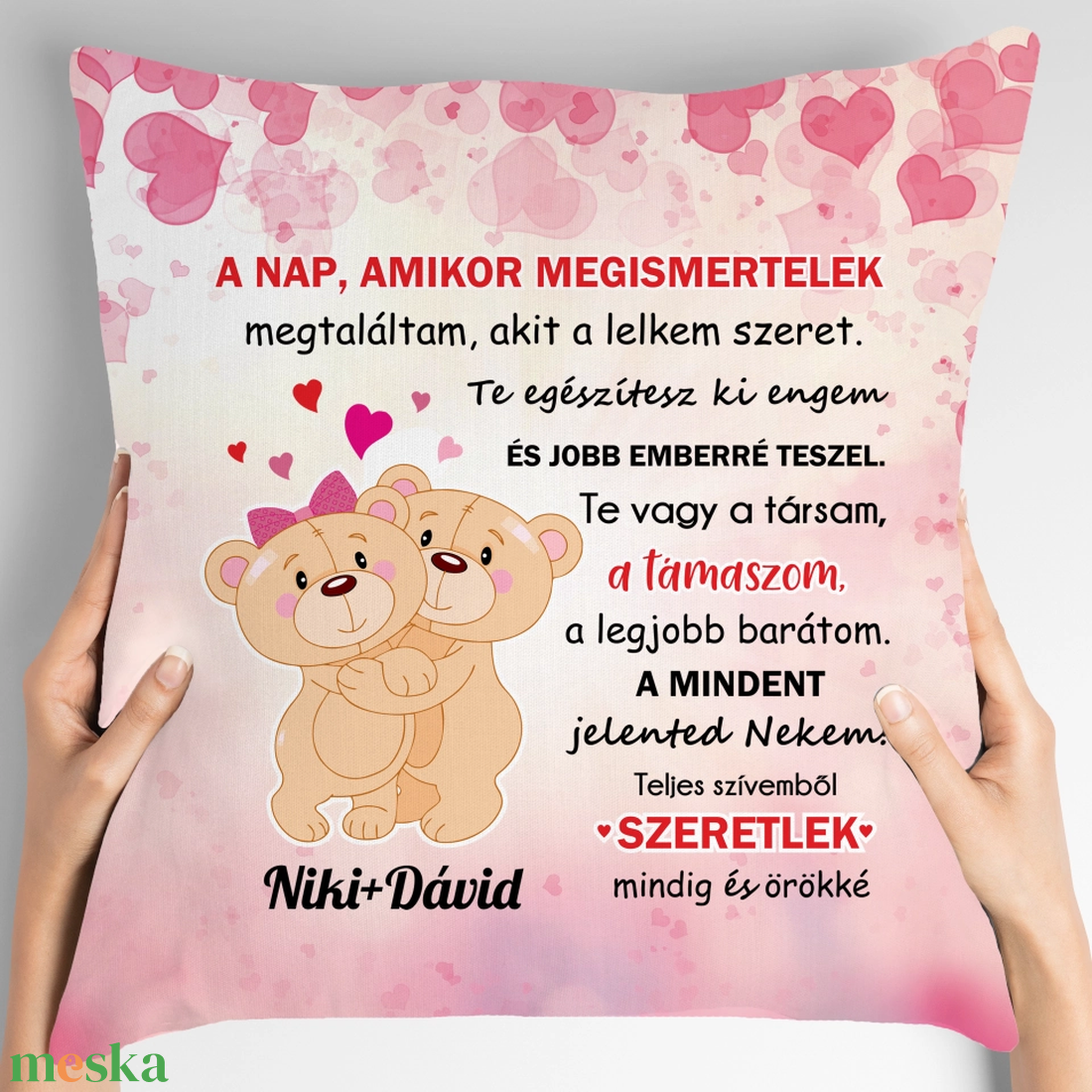 Valentin-napi mackós párna - otthon & életmód - lakástextil - párna & párnahuzat - Meska.hu