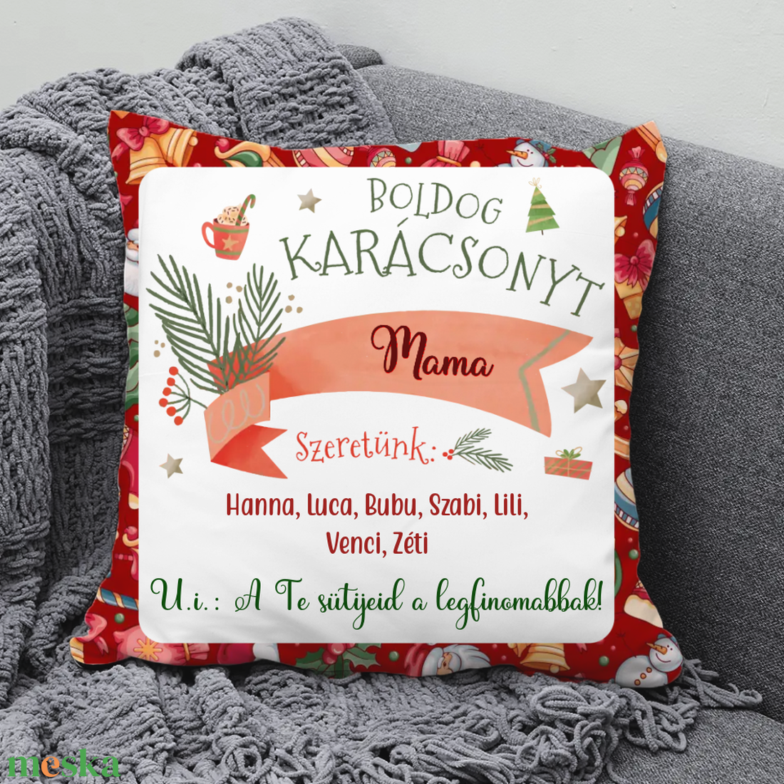 Karácsonyi párna nagymamáknak az unokák nevével - otthon & életmód - lakástextil - párna & párnahuzat - Meska.hu Karácsonyi párna nagymamáknak az unokák nevével - otthon & életmód - lakástextil - párna & párnahuzat - Meska.hu