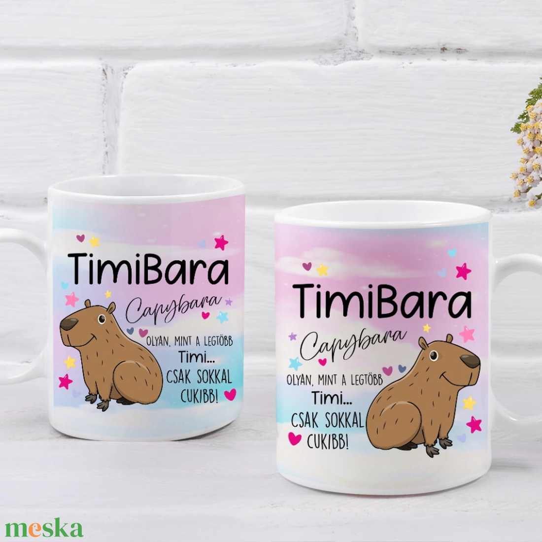 Cuki, színes capybara bögre  saját névvel - otthon & életmód - konyhafelszerelés, tálalás - tálalás - bögre & csésze - Meska.hu