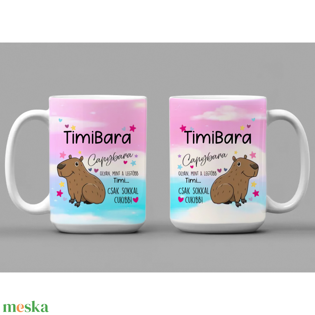 Cuki, színes capybara bögre  saját névvel - otthon & életmód - konyhafelszerelés, tálalás - tálalás - bögre & csésze - Meska.hu