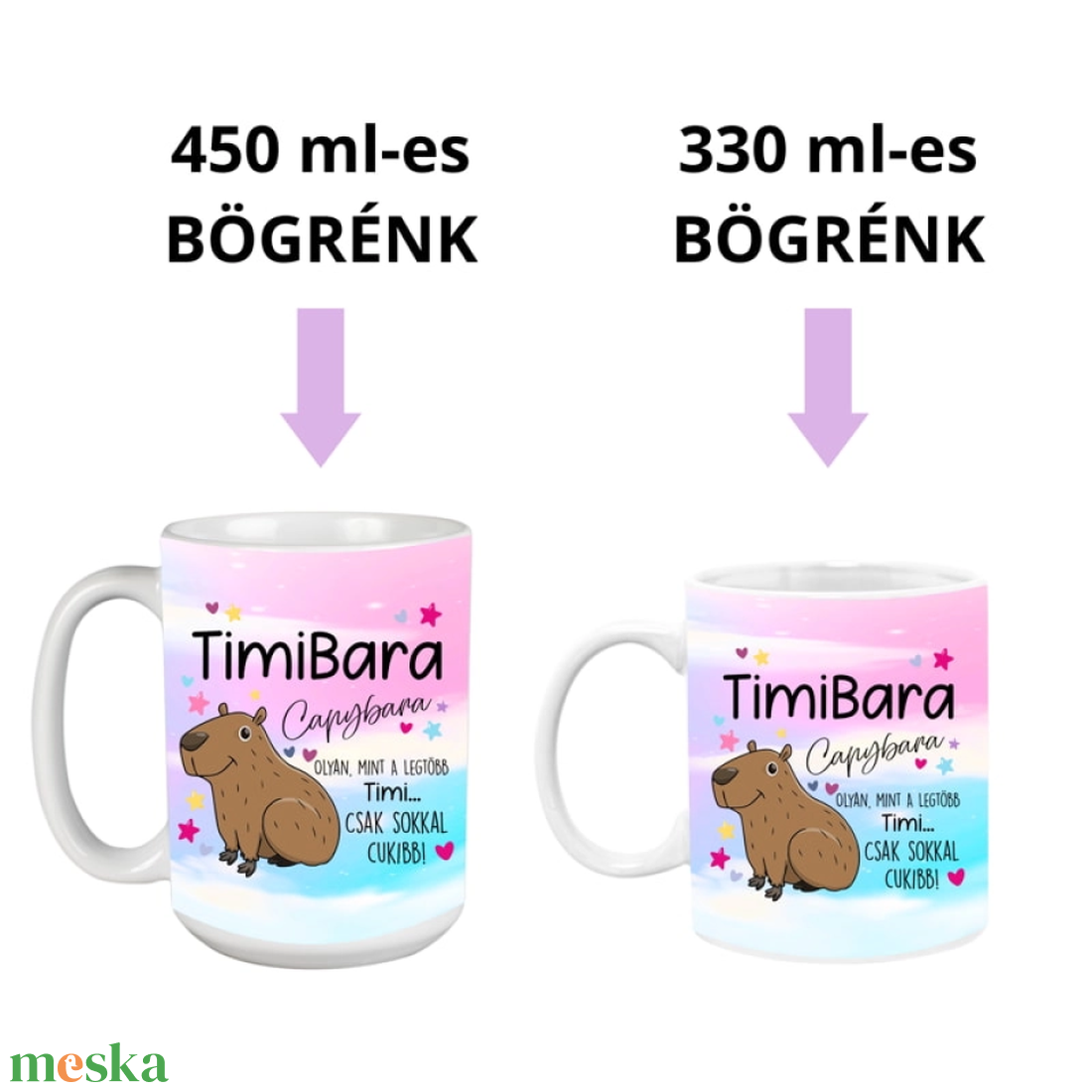 Cuki, színes capybara bögre  saját névvel - otthon & életmód - konyhafelszerelés, tálalás - tálalás - bögre & csésze - Meska.hu