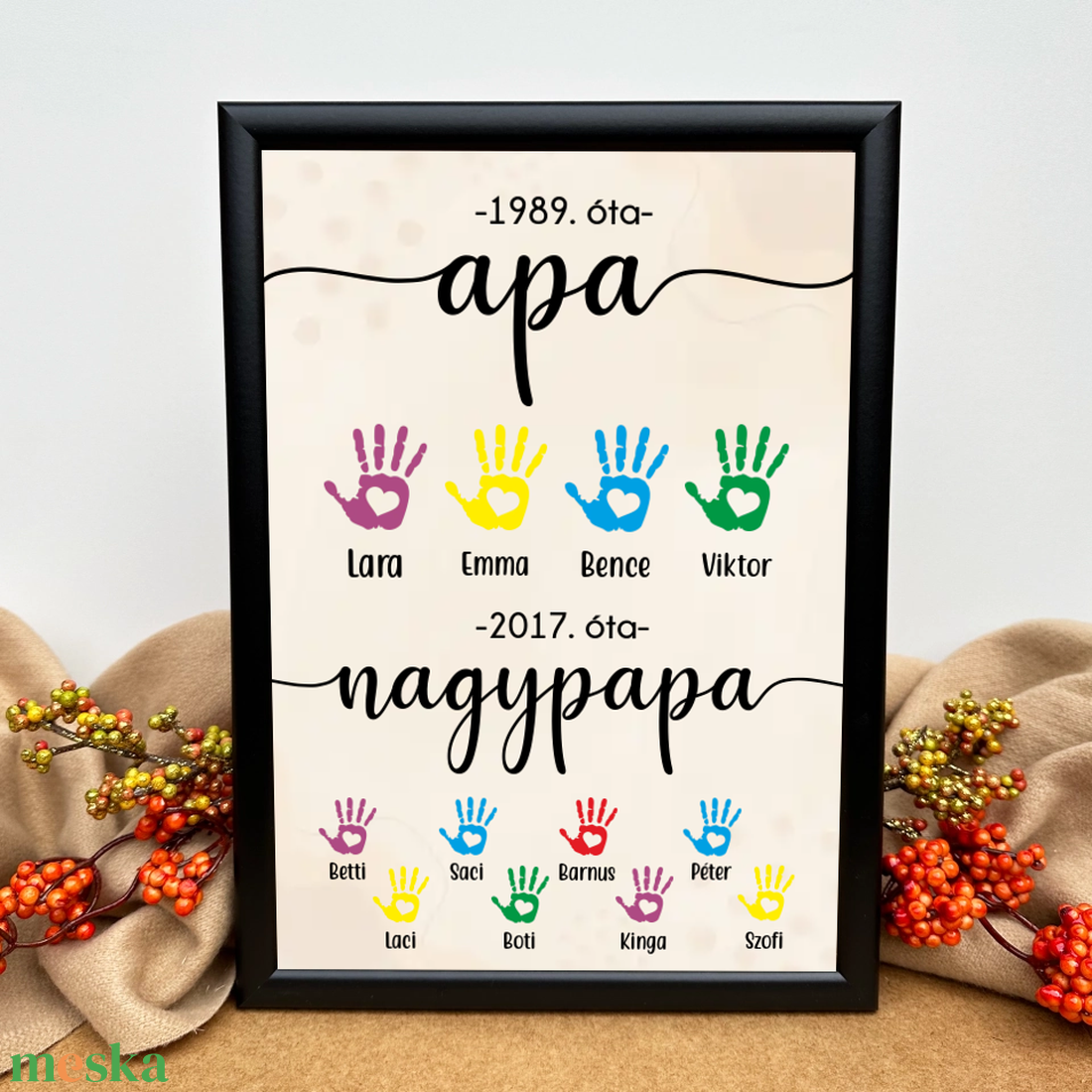 Kéznyomos apák napi kép papának - otthon & életmód - dekoráció - kép & falikép - poszter - Meska.hu