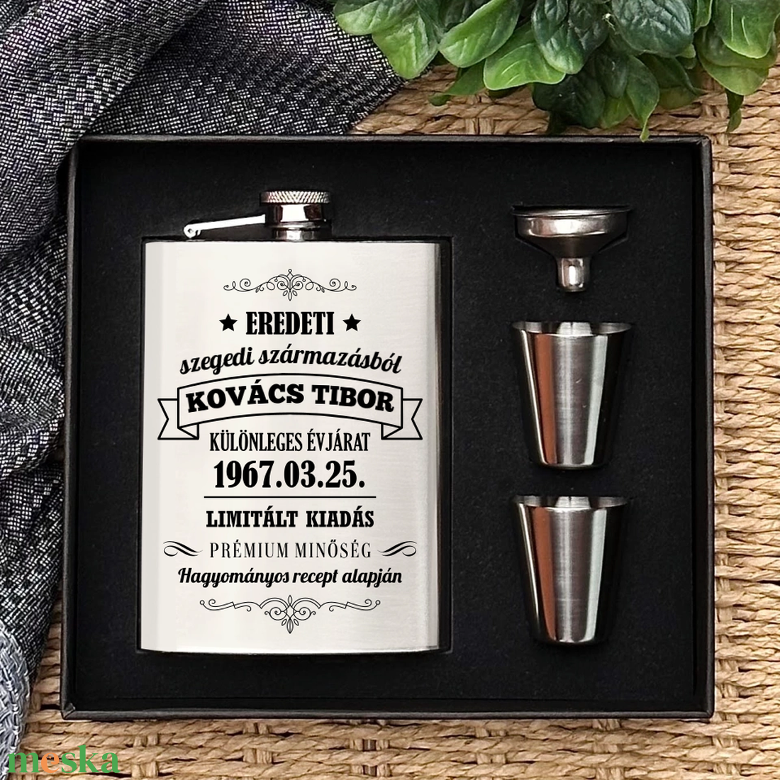Férfi szülinapi ajándék - laposüveg szett - otthon & életmód - konyhafelszerelés, tálalás - flaska, csatos üveg - Meska.hu