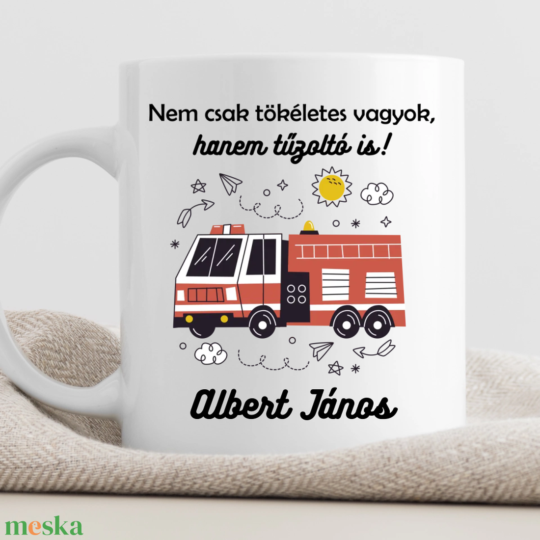 Tűzoltó ajándék - saját neves bögre - otthon & életmód - konyhafelszerelés, tálalás - tálalás - bögre & csésze - Meska.hu
