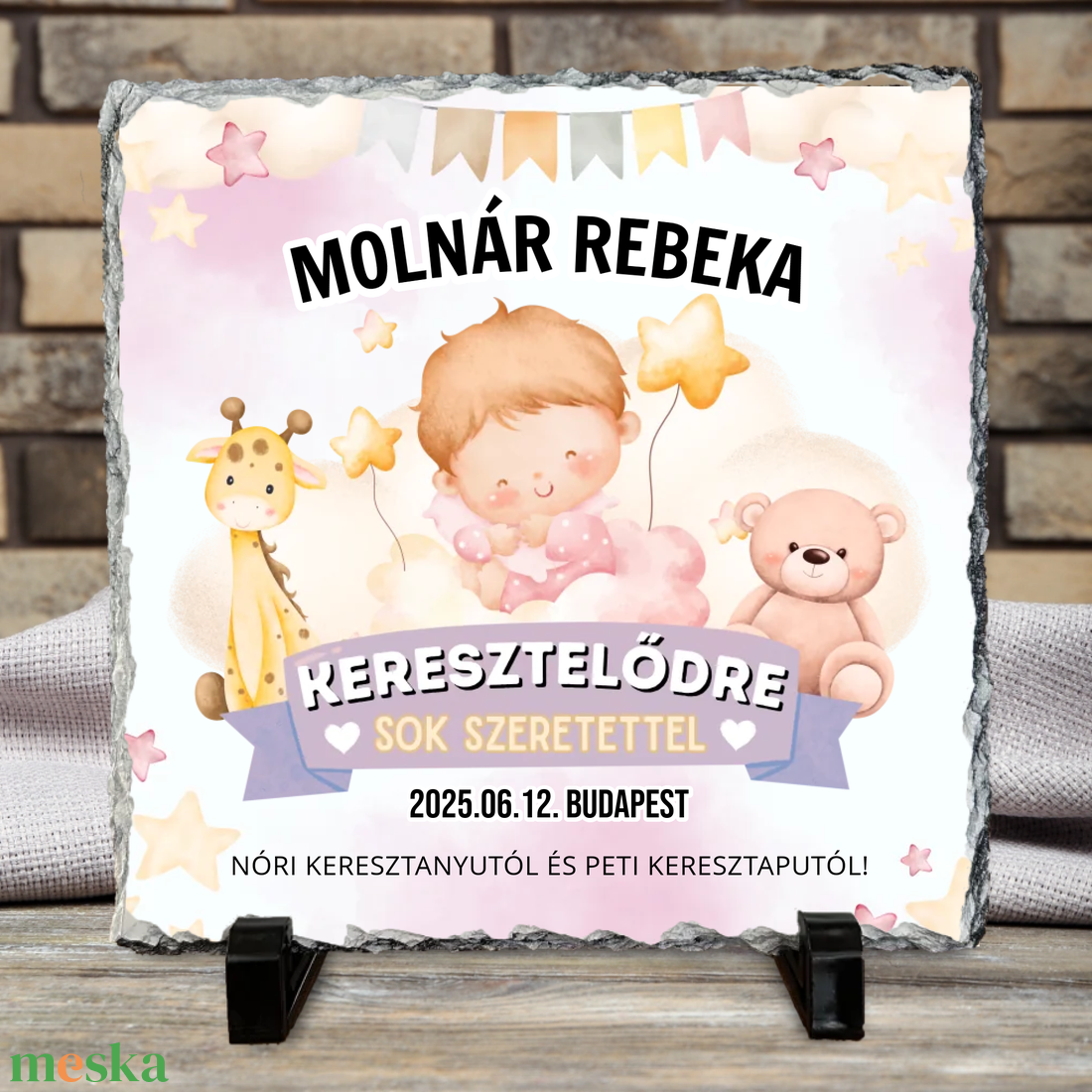 Cuki, kislányos kőtábla keresztelőre - otthon & életmód - dekoráció - asztal és polc dekoráció - kavics & kő - Meska.hu Cuki, kislányos kőtábla keresztelőre - otthon & életmód - dekoráció - asztal és polc dekoráció - kavics & kő - Meska.hu