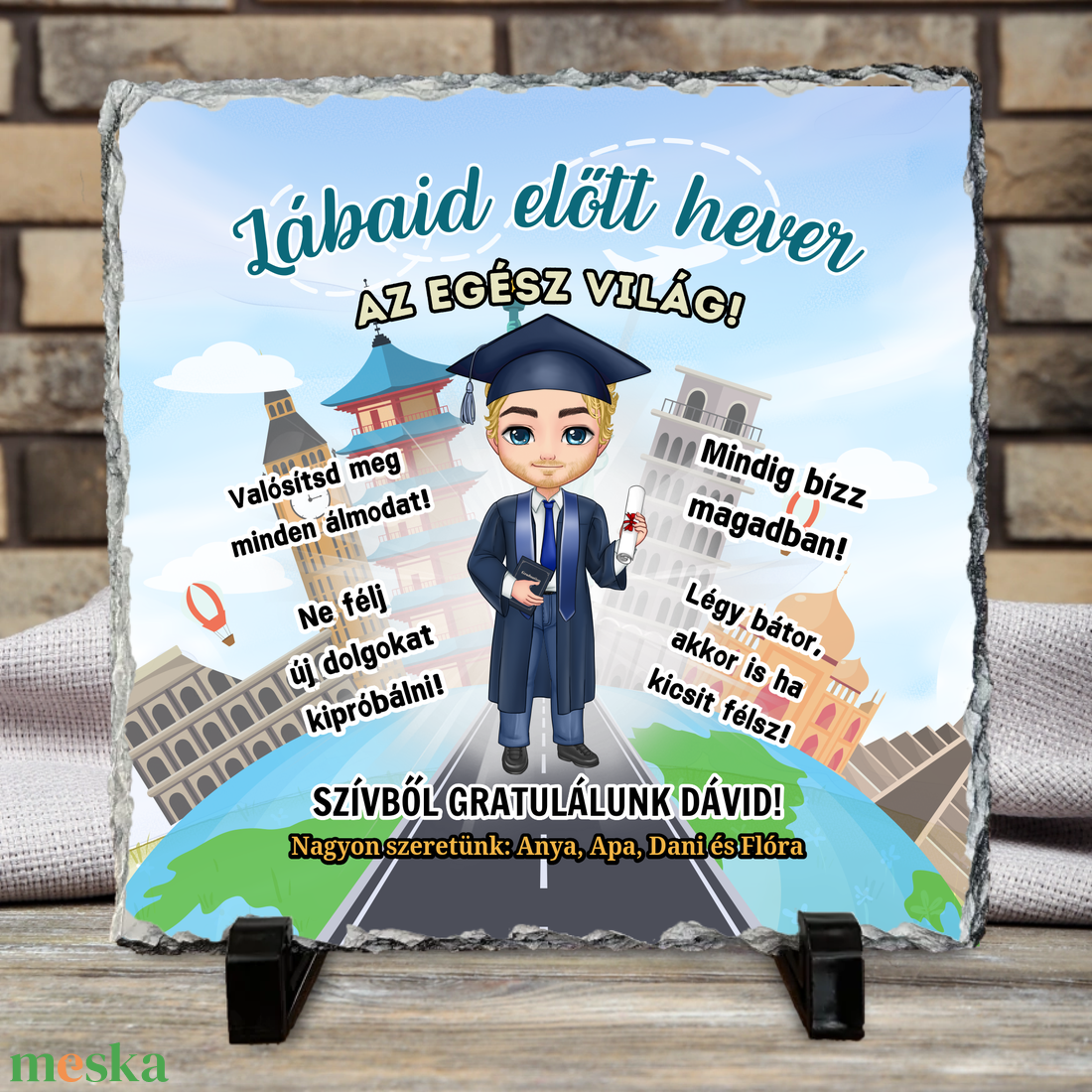 Ajándék ballagásra fiúnak - egyedi kőtábla - otthon & életmód - dekoráció - asztal és polc dekoráció - kavics & kő - Meska.hu