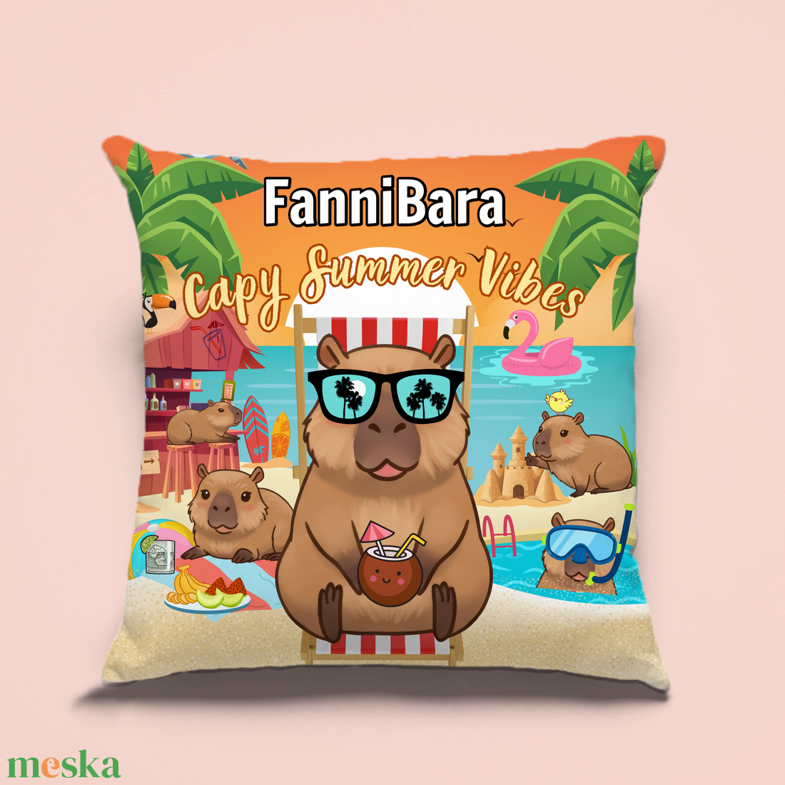 Capybara Summer Vibes párna - otthon & életmód - lakástextil - párna & párnahuzat - Meska.hu Capybara Summer Vibes párna - otthon & életmód - lakástextil - párna & párnahuzat - Meska.hu