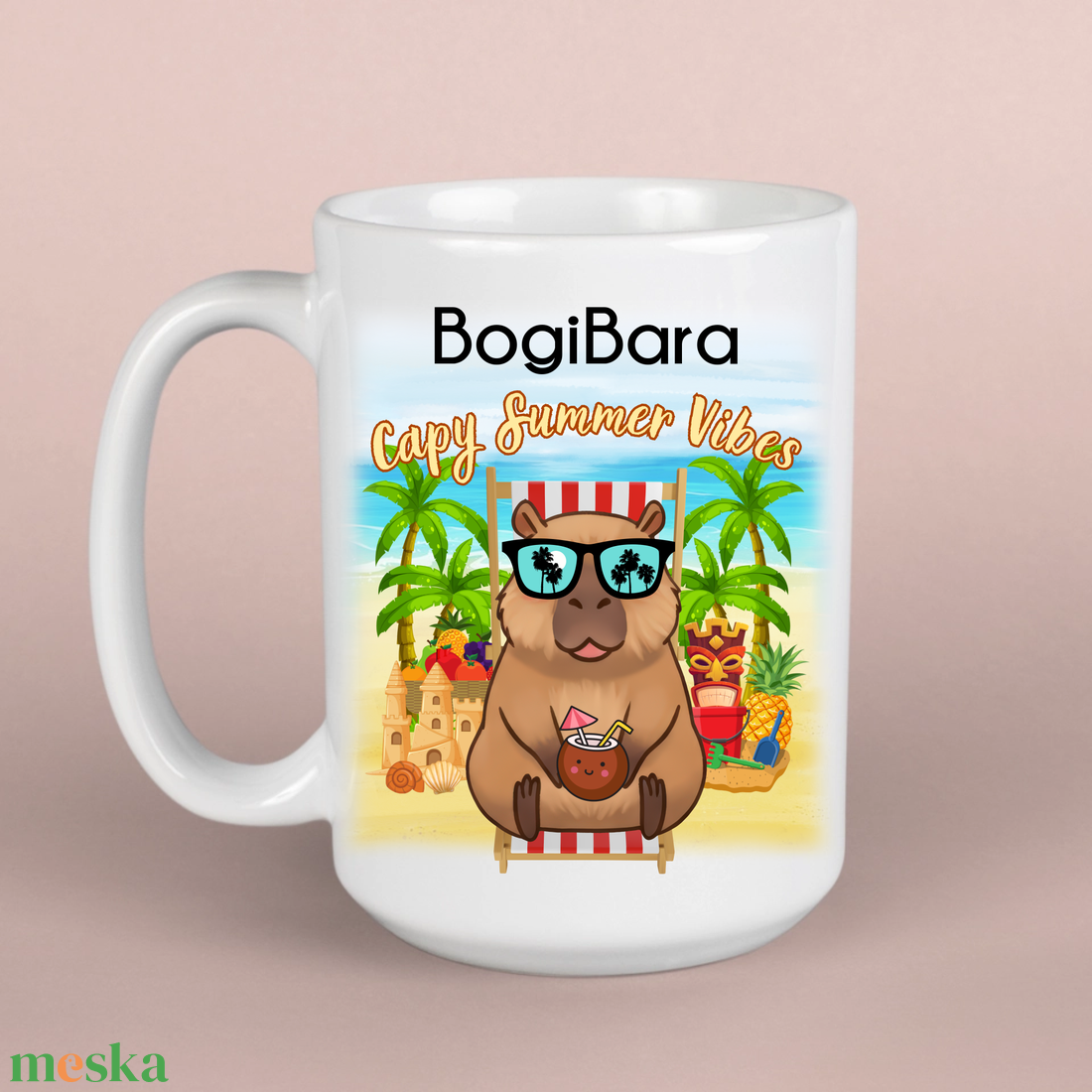 Capybara summer vibes bögre - otthon & életmód - konyhafelszerelés, tálalás - tálalás - bögre & csésze - Meska.hu