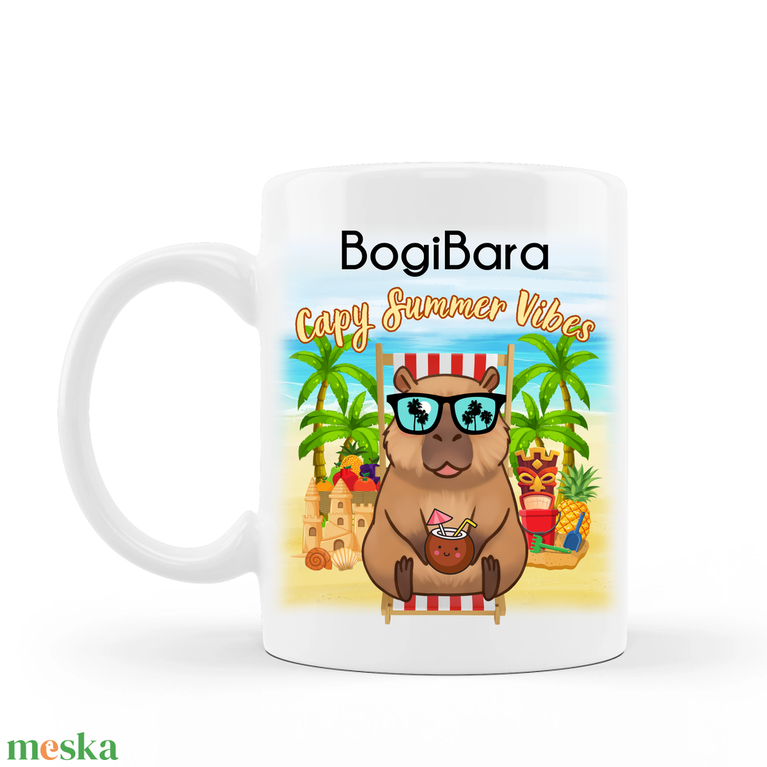 Capybara summer vibes bögre - otthon & életmód - konyhafelszerelés, tálalás - tálalás - bögre & csésze - Meska.hu