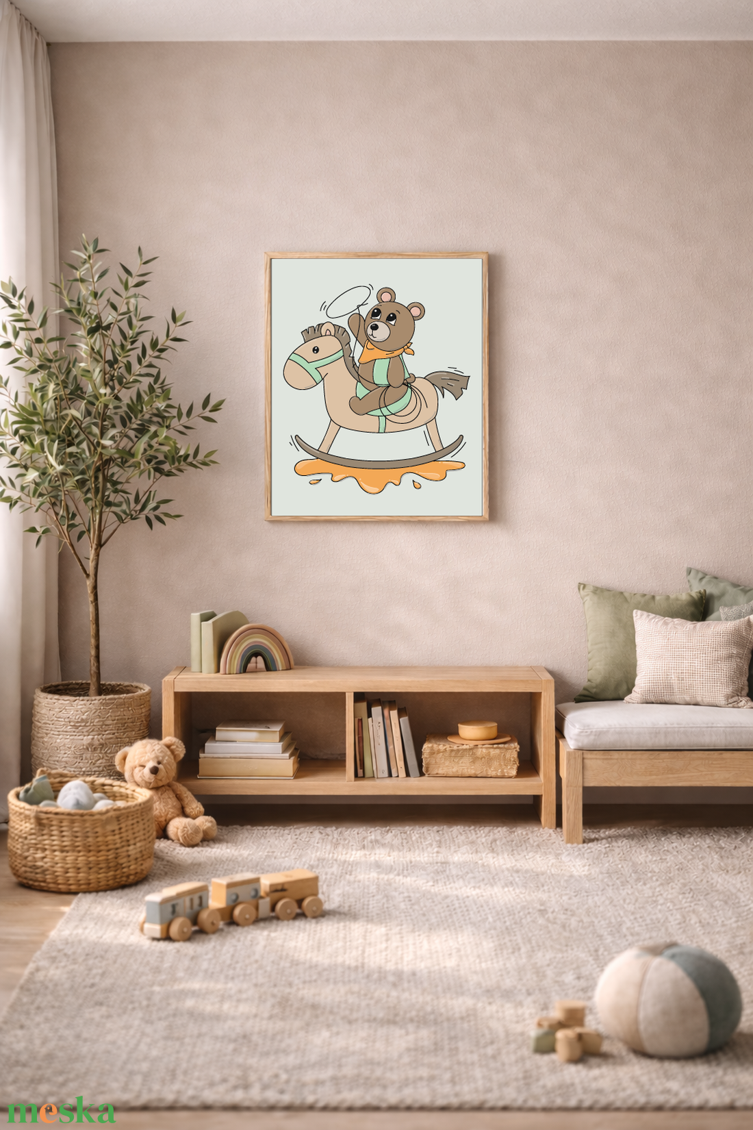 Mesepacni - maci hintalovon falikép - gyerekszoba dekoráció (40x50cm) - baba - mama - babaszoba dekoráció - babaszoba kép - Meska.hu