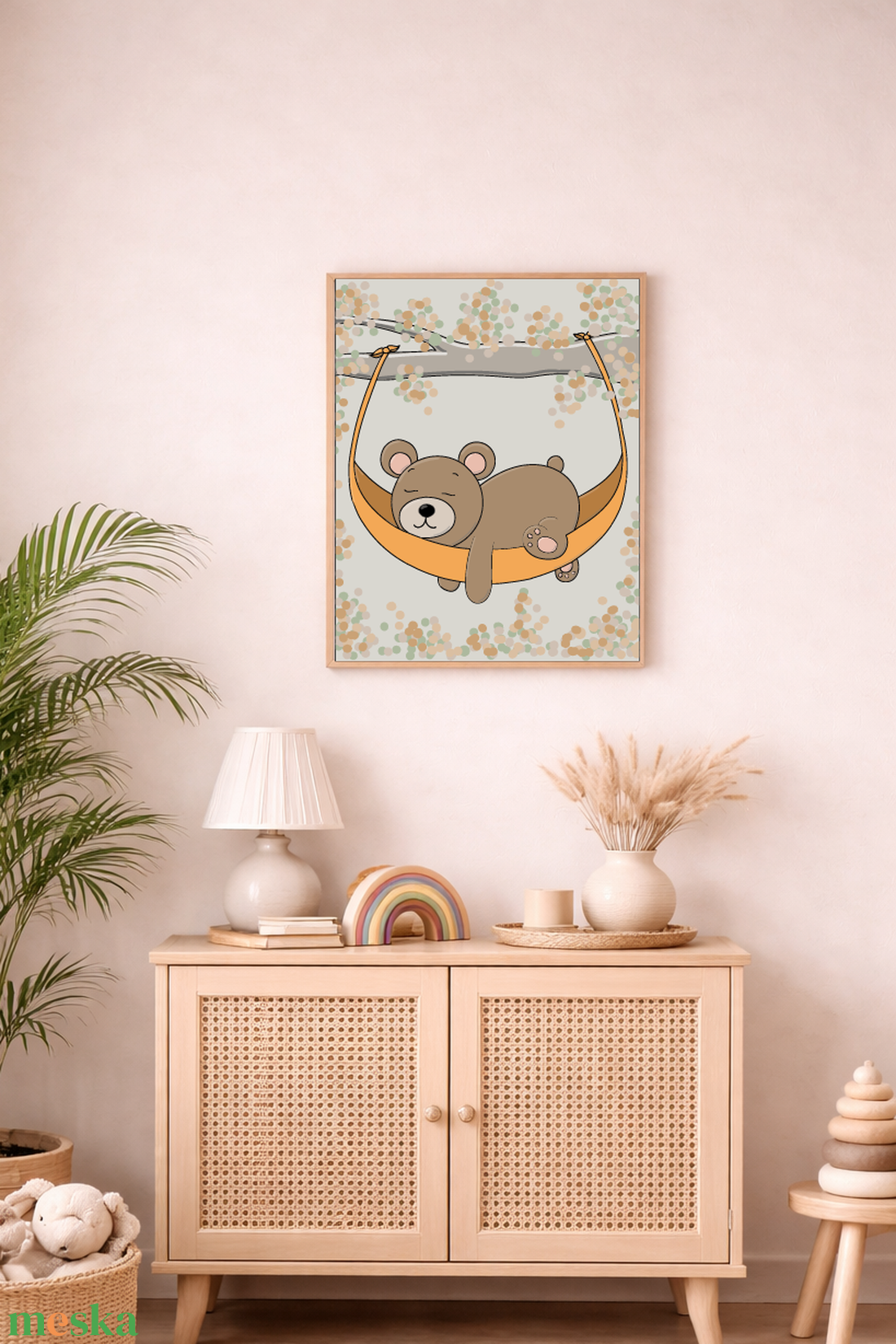 Mesepacni - Pihenő maci falikép - gyerekszoba dekoráció (40x50cm) - baba - mama - babaszoba dekoráció - babaszoba kép - Meska.hu