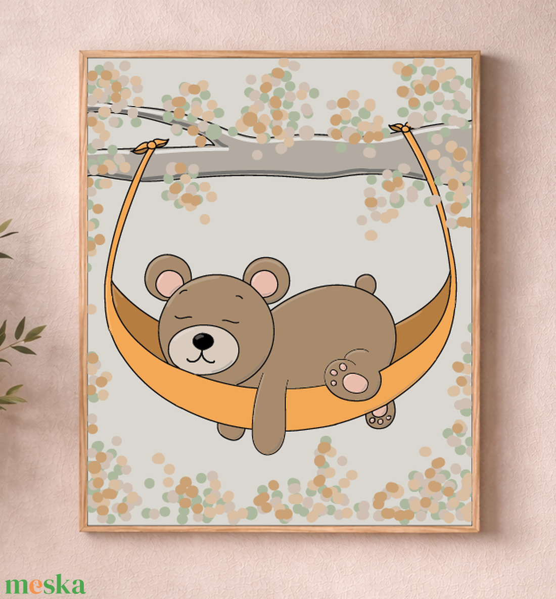 Mesepacni - Pihenő maci falikép - gyerekszoba dekoráció (40x50cm) - baba - mama - babaszoba dekoráció - babaszoba kép - Meska.hu