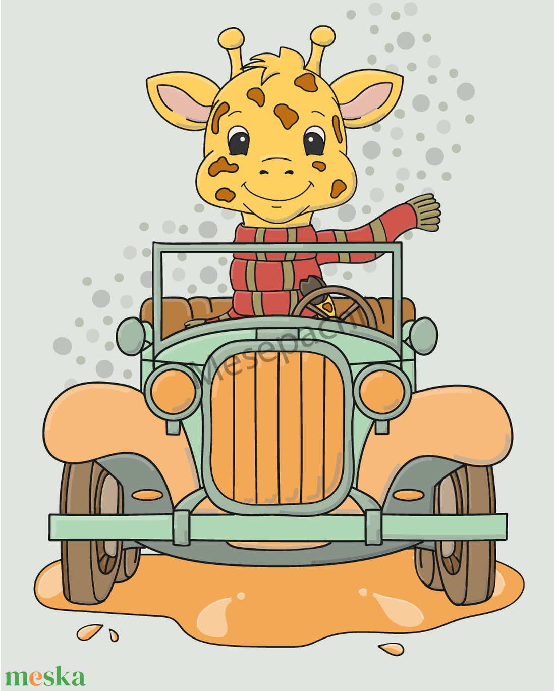 Mesepacni falikép szett - róka robogón és zsiráf autóval - babaszoba dekoráció (2 db, 40x50cm)  - baba - mama - babaszoba dekoráció - babaszoba kép - Meska.hu