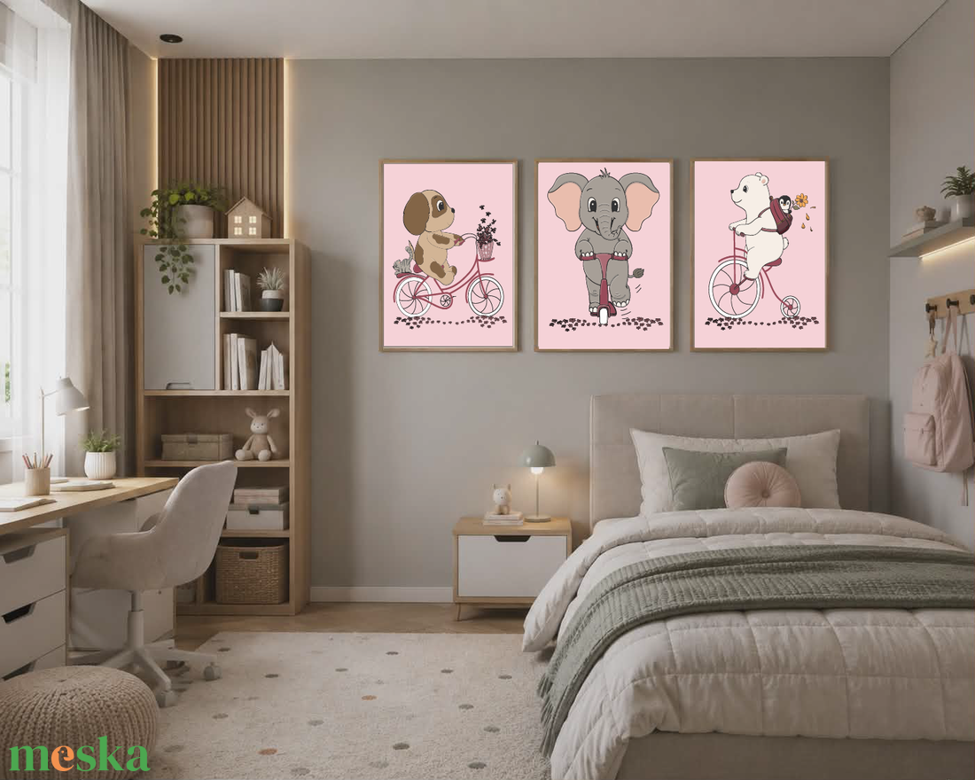 Mesepacni - Állatos utazós falikép szett (3 db) - kiskutya, elefánt és jegesmedve - gyerekszoba dekoráció - baba - mama - babaszoba dekoráció - babaszoba kép - Meska.hu