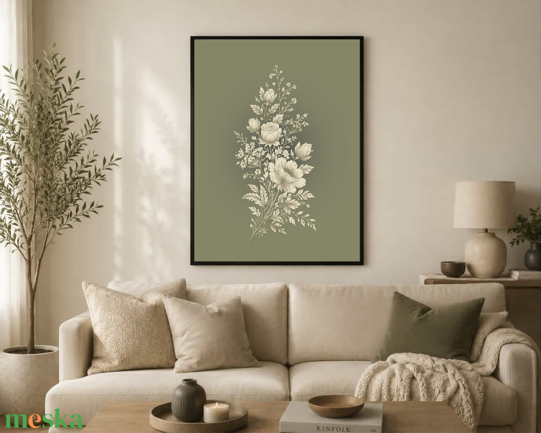 Mesepacni Home - Virágos falikép  - Elegáns, természet ihlette dekoráció nappaliba és halószobába 40x50 cm - otthon & életmód - dekoráció - kép & falikép - poszter - Meska.hu