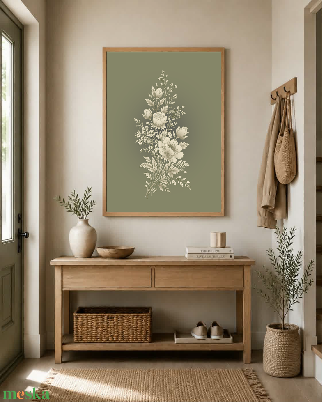 Mesepacni Home - Virágos falikép  - Elegáns, természet ihlette dekoráció nappaliba és halószobába 40x50 cm - otthon & életmód - dekoráció - kép & falikép - poszter - Meska.hu