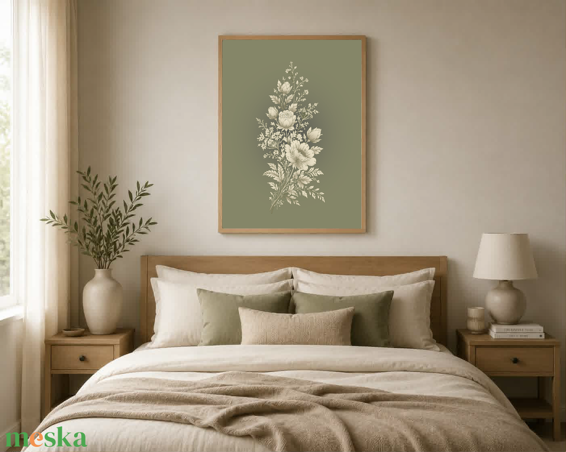 Mesepacni Home - Virágos falikép  - Elegáns, természet ihlette dekoráció nappaliba és halószobába 40x50 cm - otthon & életmód - dekoráció - kép & falikép - poszter - Meska.hu
