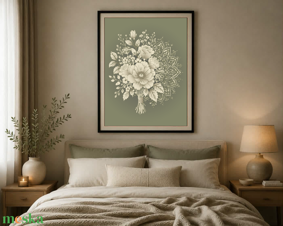 Mesepacni Home - Virágos mandala falikép, elegáns dekoráció nappaliba és hálószobába - otthon & életmód - dekoráció - kép & falikép - poszter - Meska.hu