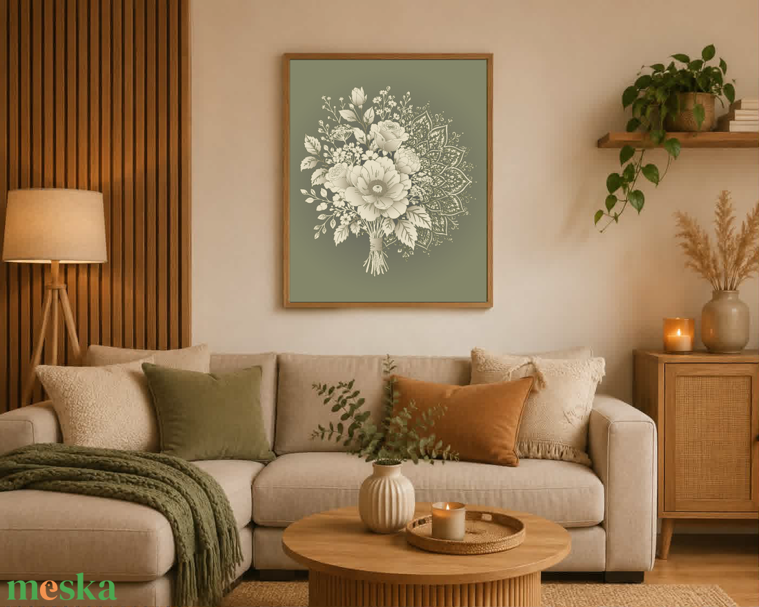 Mesepacni Home - Virágos mandala falikép, elegáns dekoráció nappaliba és hálószobába - otthon & életmód - dekoráció - kép & falikép - poszter - Meska.hu