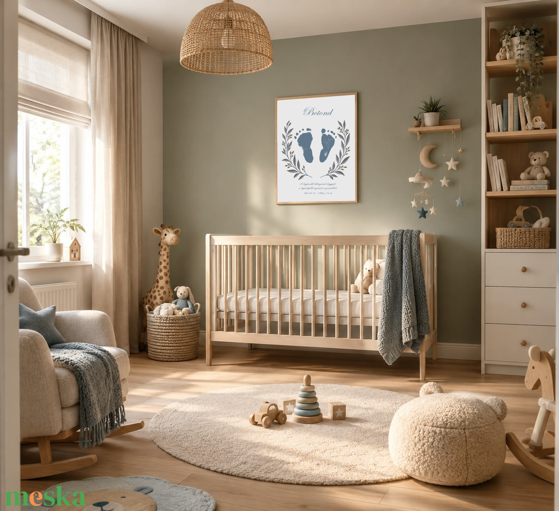 Mesepacni-Egyedi baba kéz-és talplenyomatos emlékkép�névre szóló születési poszter,uniszex babaszoba dekoráció,40�50 cm - baba - mama - babaszoba dekoráció - babaszoba kép - Meska.hu