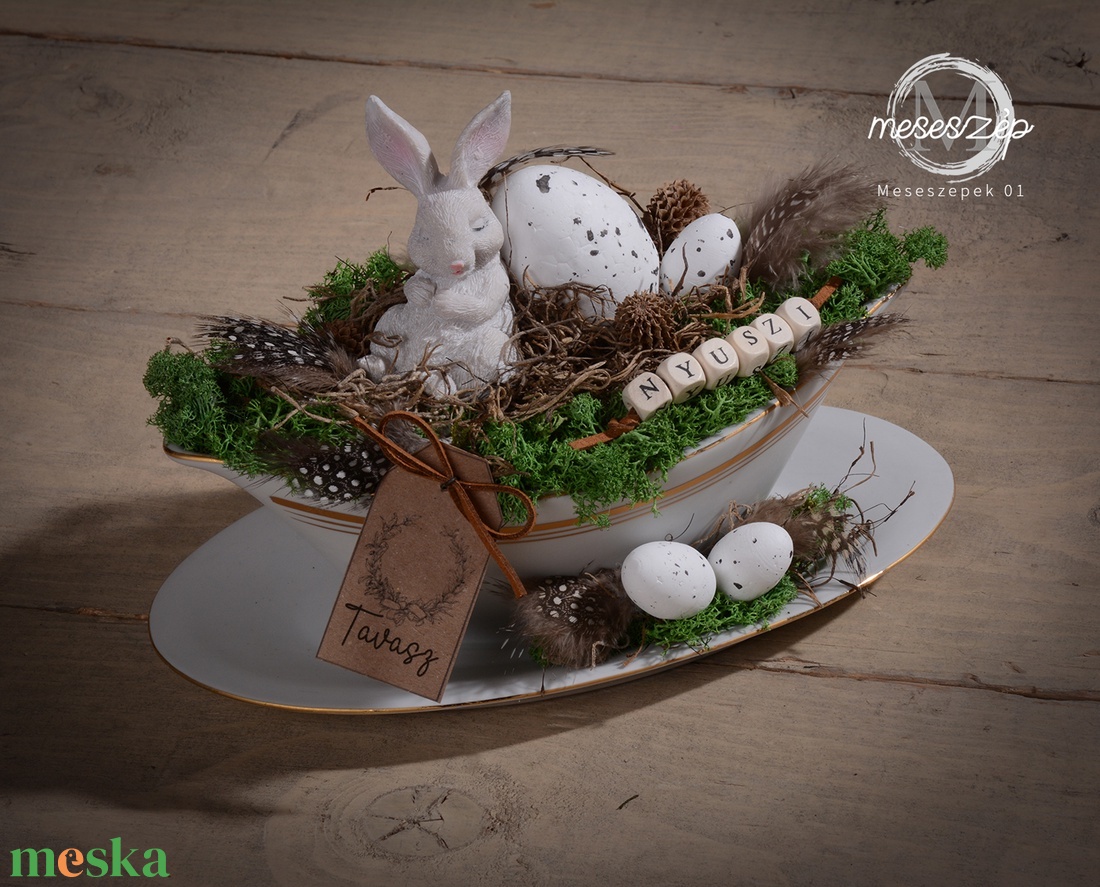 Húsvéti nyuszi asztaldísz - otthon & életmód - dekoráció - asztal és polc dekoráció - asztaldísz - Meska.hu