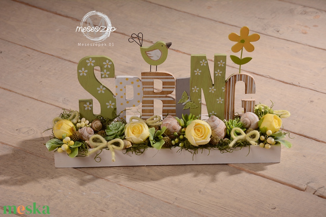 SPRING tavaszi asztaldísz - otthon & életmód - dekoráció - asztal és polc dekoráció - asztaldísz - Meska.hu