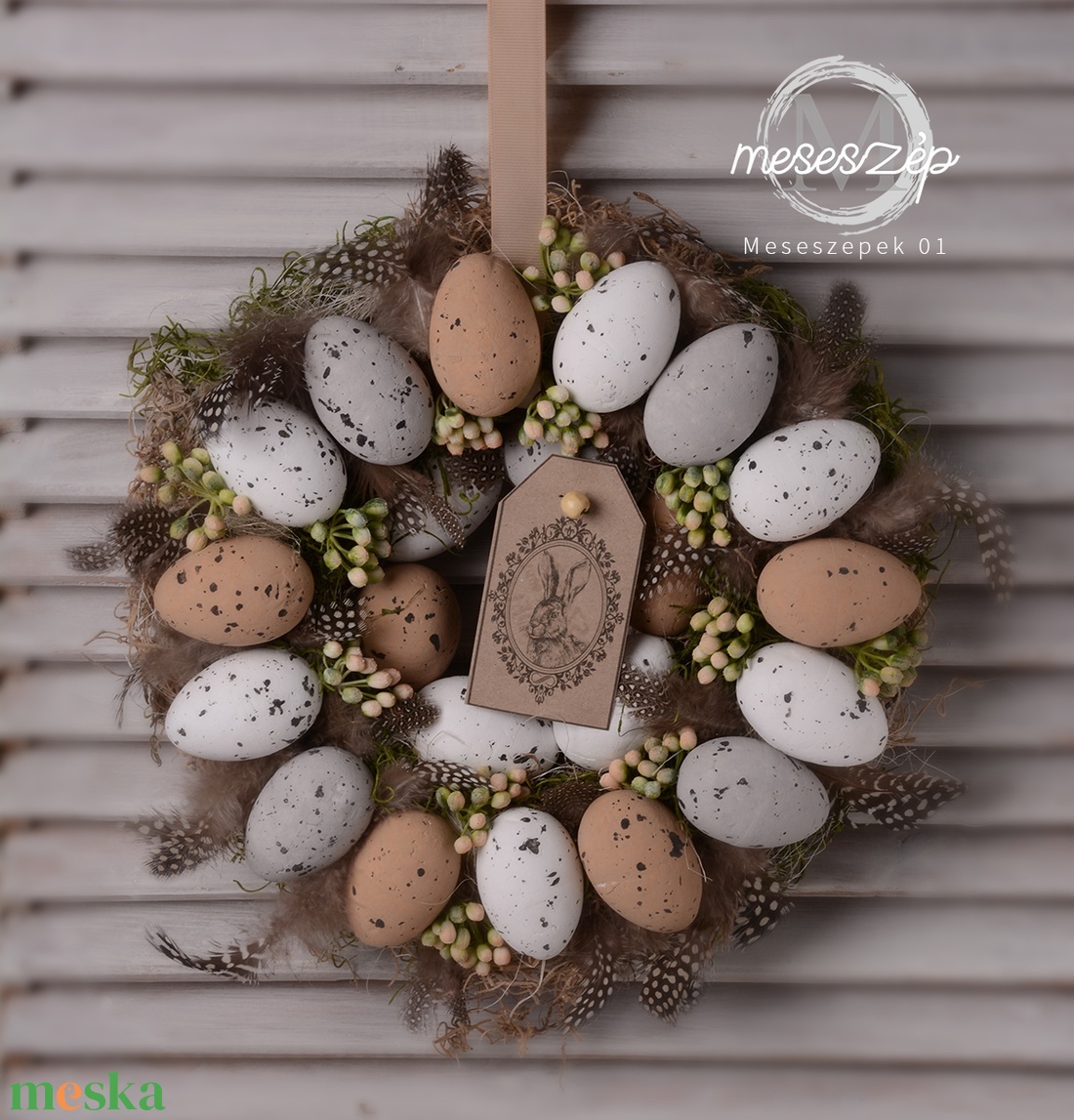 Húsvéti natúr  ajtódísz  - ünnepi díszek, dekorációk - húsvéti díszek és dekorációk - húsvéti ajtódísz, kopogtató - Meska.hu