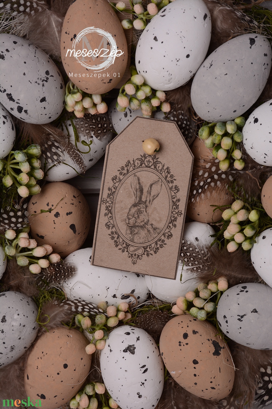 Húsvéti natúr  ajtódísz  - ünnepi díszek, dekorációk - húsvéti díszek és dekorációk - húsvéti ajtódísz, kopogtató - Meska.hu