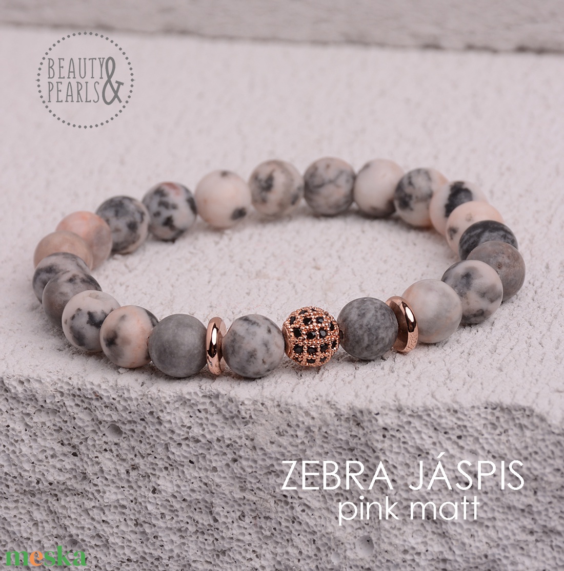 Zebra JÁSPIS pink matt 8 mm - ékszer - karkötő - ásványkarkötő - Meska.hu Zebra JÁSPIS pink matt 8 mm - ékszer - karkötő - ásványkarkötő - Meska.hu
