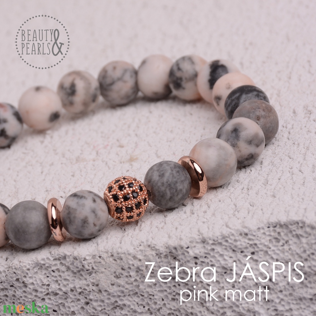 Zebra JÁSPIS pink matt 8 mm - ékszer - karkötő - ásványkarkötő - Meska.hu Zebra JÁSPIS pink matt 8 mm - ékszer - karkötő - ásványkarkötő - Meska.hu